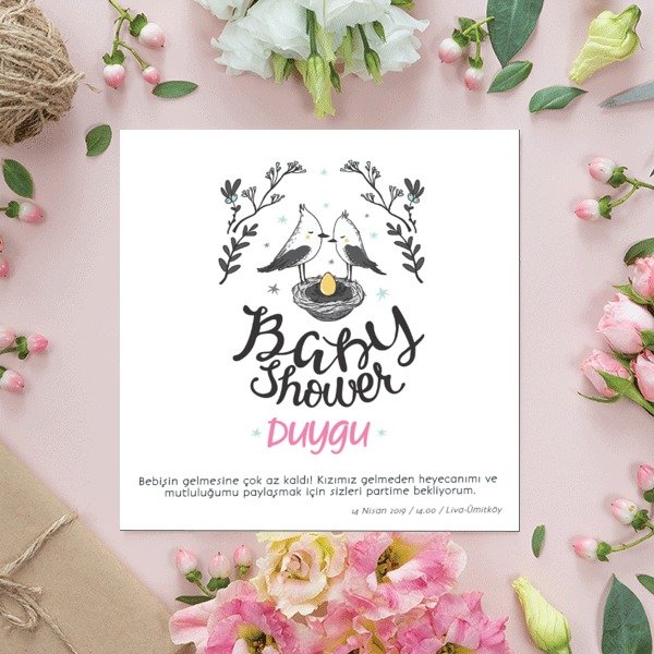 Kuşlu Baby Shower online tasarla