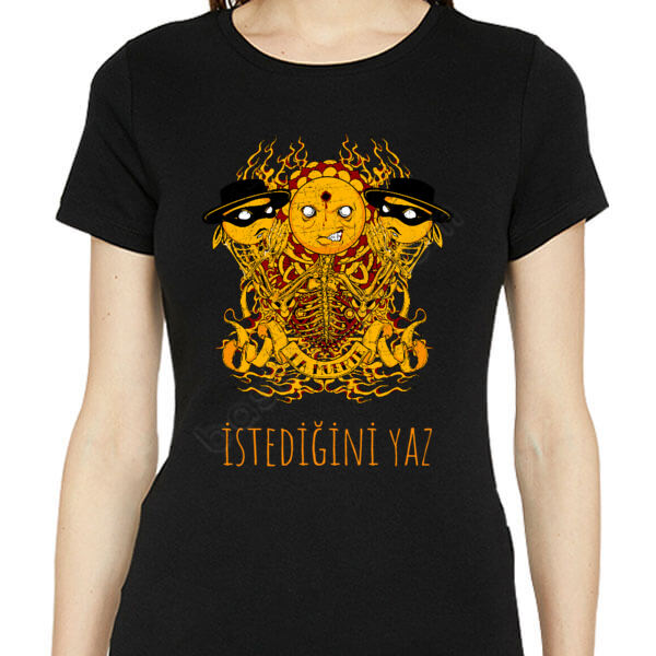 La Muerte Tasarım Baskılı  Siyah Kadın Tişört online tasarla