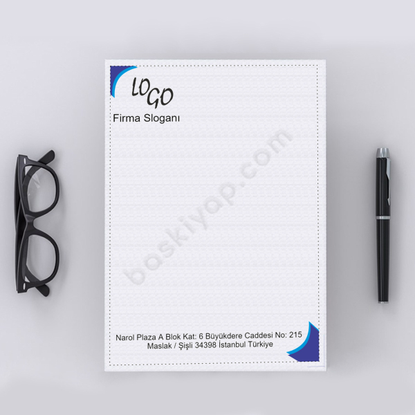 Lacivert Açık Mavi Tasarımlı Antetli Kağıt online tasarla