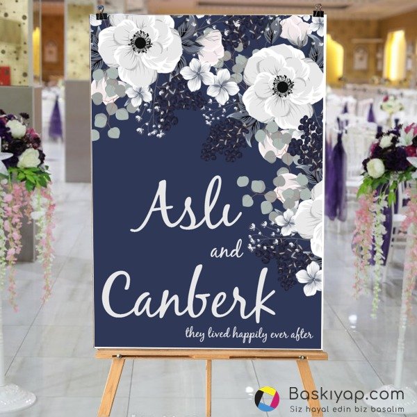 Lacivert Krem Çiçekli online tasarla