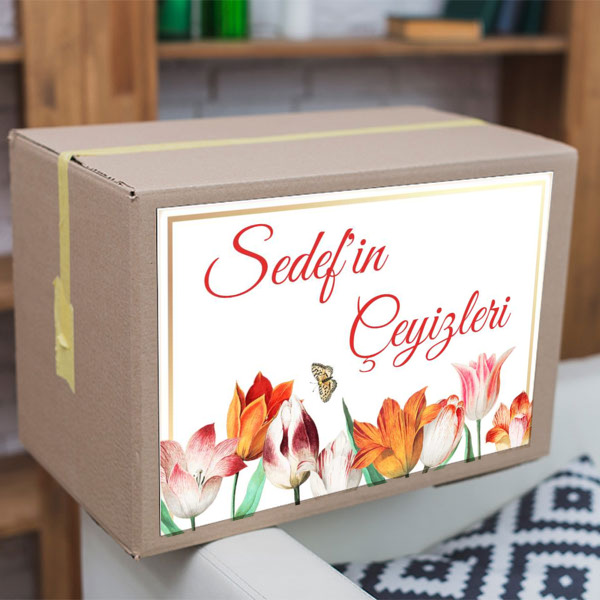 Laleler Çeyiz Etiketi online tasarla