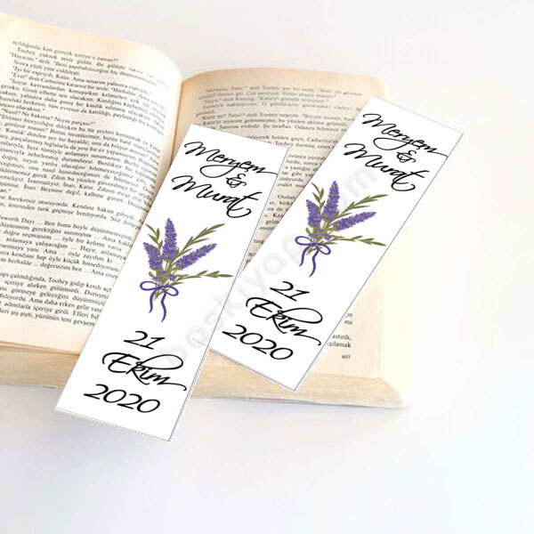 Lavanta Tasarımlı Nikah Hediyeliği  Kitap Ayracı online tasarla