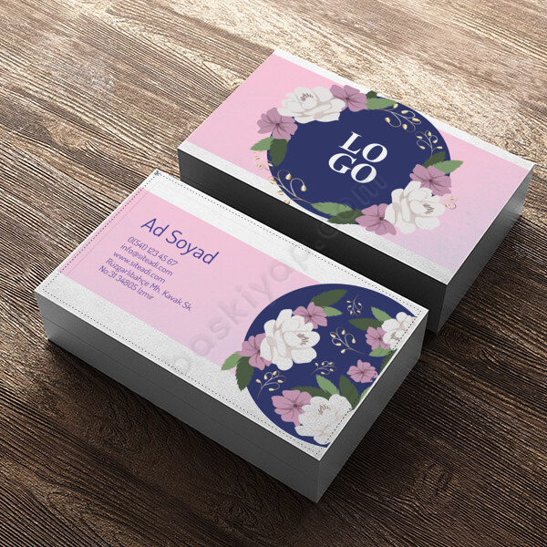 Lila Çiçekli Peyzaj-Çiçek Kartviziti online tasarla