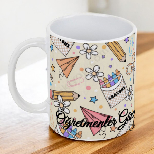 Makas, Kalem Tasarımlı Kendin Tasarla Baskılı Kupa online tasarla