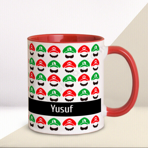 Mario Desenli Kupa – Kişiye Özel Baskılı Kupa - Kırmızı tasarımı
