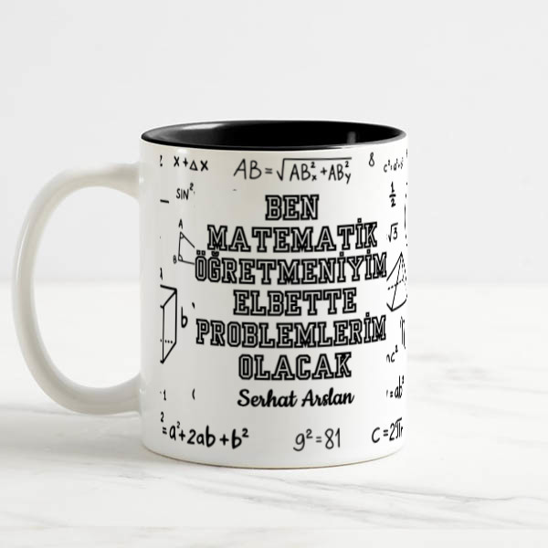 Matematik Öğretmenine Özel Tasarım Siyah Kupa online tasarla