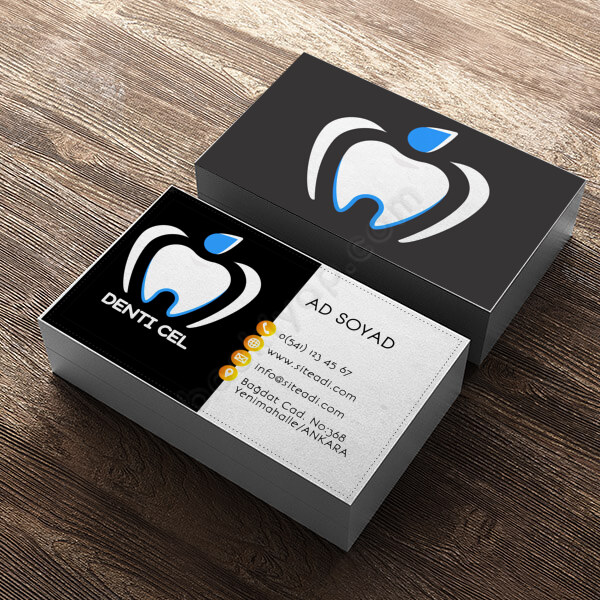 Mavi Beyaz Diş Logolu Diş Hekimi Kartviziti online tasarla