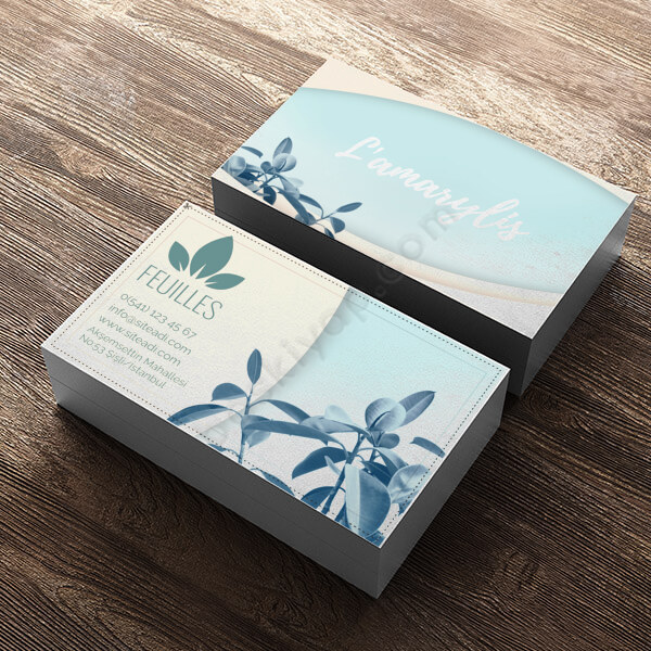 Mavi Çiçekli Peyzaj Kartviziti online tasarla