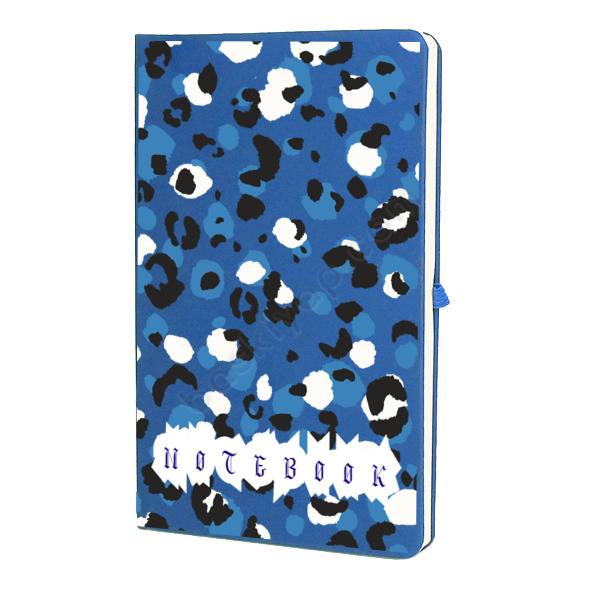 Mavi Leopar Desenli Mavi Ajanda – Tarihsiz Çizgili Mavi Ajanda/Defter 13X21Cm tasarımı