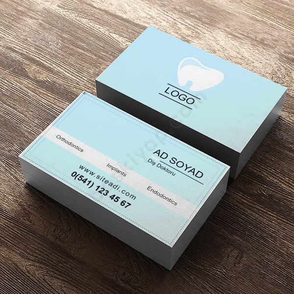 Mavi Renkli Diş Hekimi Kartviziti online tasarla