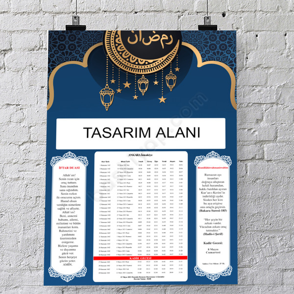 Mavi Temalı Ramazan İmsakiyesi 2023 online tasarla
