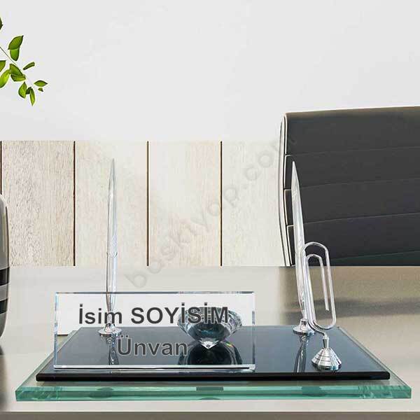 Mavi Yeşil Kristal Masa İsimliği online tasarla