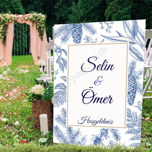 Mavı Yılbaşı Konsept Ayaklı Pano online tasarla