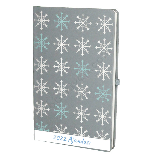 Mavili Kar Tasarımlı Gri Ajanda – Tarihsiz Çizgili Gri Ajanda/Defter 13X21Cm tasarımı