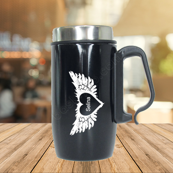 Melek Kanadı Ve Kalp Tasarımlı Termos online tasarla