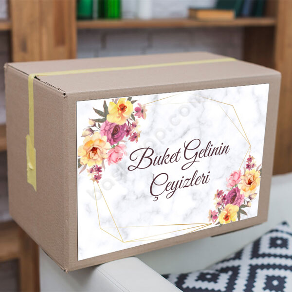 Mermer Desen Çeyiz Etiketi online tasarla