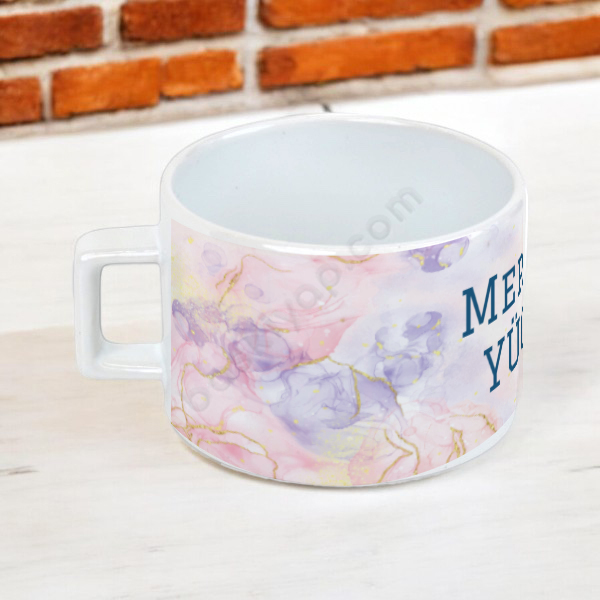 Mermer Desenli İsme Özel Kendin Tasarla Baskılı Fincan online tasarla