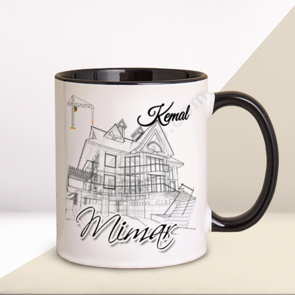 Mimar Tasarım Baskılı Siyah Kupa Bardak online tasarla