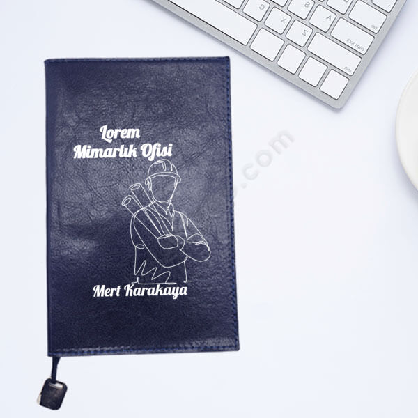 Mimarlara Özel Lacivert Suni Deri Not Defteri online tasarla