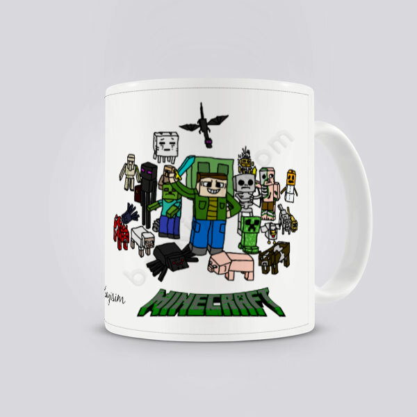 Mine Craft Tasarım Baskılı Beyaz Kupa Bardak online tasarla