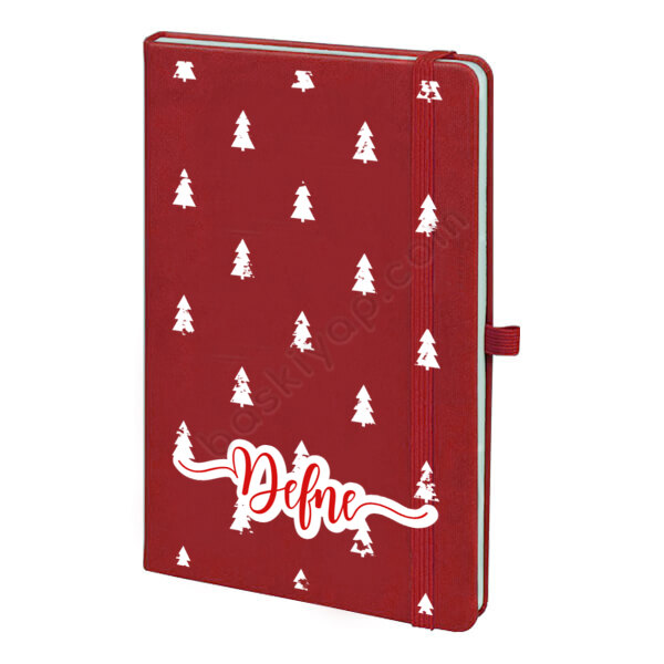 Minik Çamlar Kırmızı Ajanda – Tarihsiz Kırmızı Ajanda / Defter 13X21Cm tasarımı