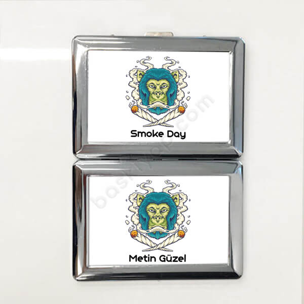 Monkey Smoke Tasarımlı Metal Sigara Kutusu online tasarla