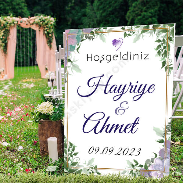 Mor Desenli Ayaklı Pano online tasarla