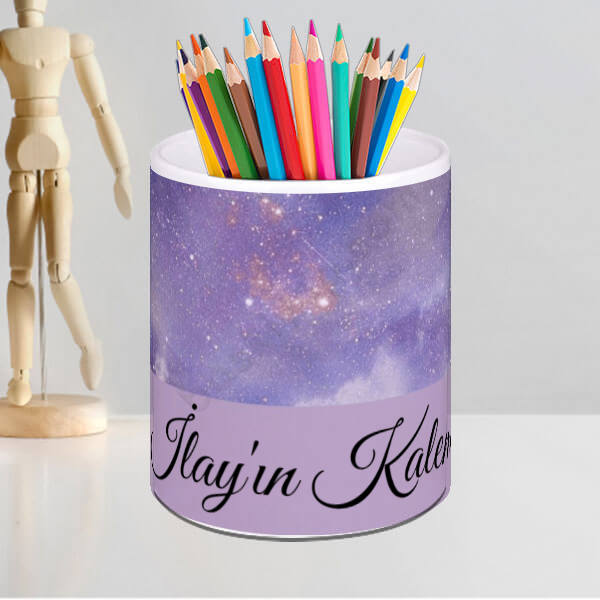 Mor Gökyüzü Tasarımlı Porselen Kalemlik online tasarla