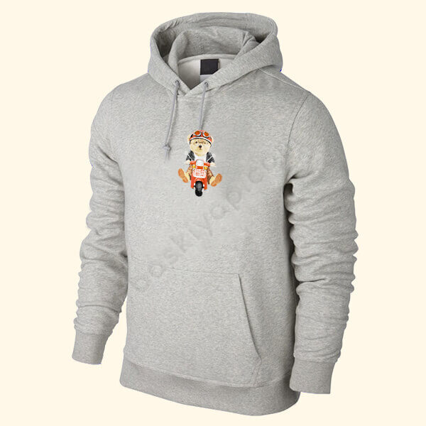 Motorcu Teddy Kendin Tasarla Kapşonlu Gri Sweatshirt online tasarla