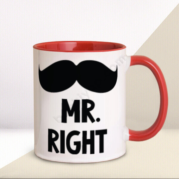 Mr. Right Kırmızı Kupa Bardak – Kişiye Özel Baskılı Kupa - Kırmızı tasarımı