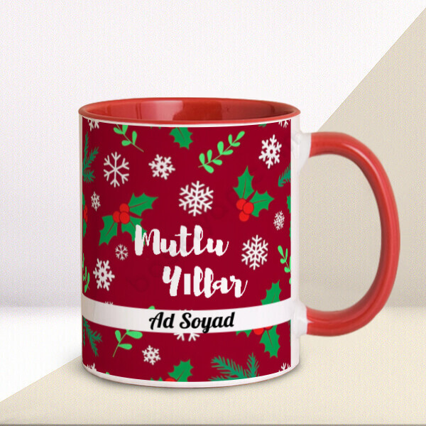 Mutlu Yıllar Baskılı Kupa - Kırmızı online tasarla