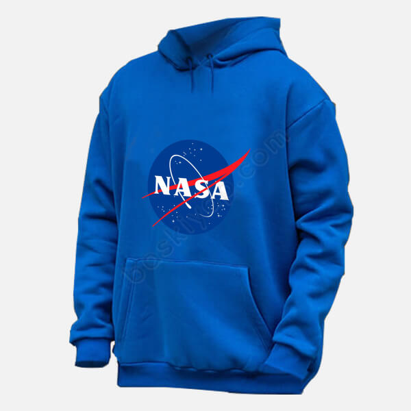 Nasa Temalı Sweatshirt Kapşonlu Mavi online tasarla