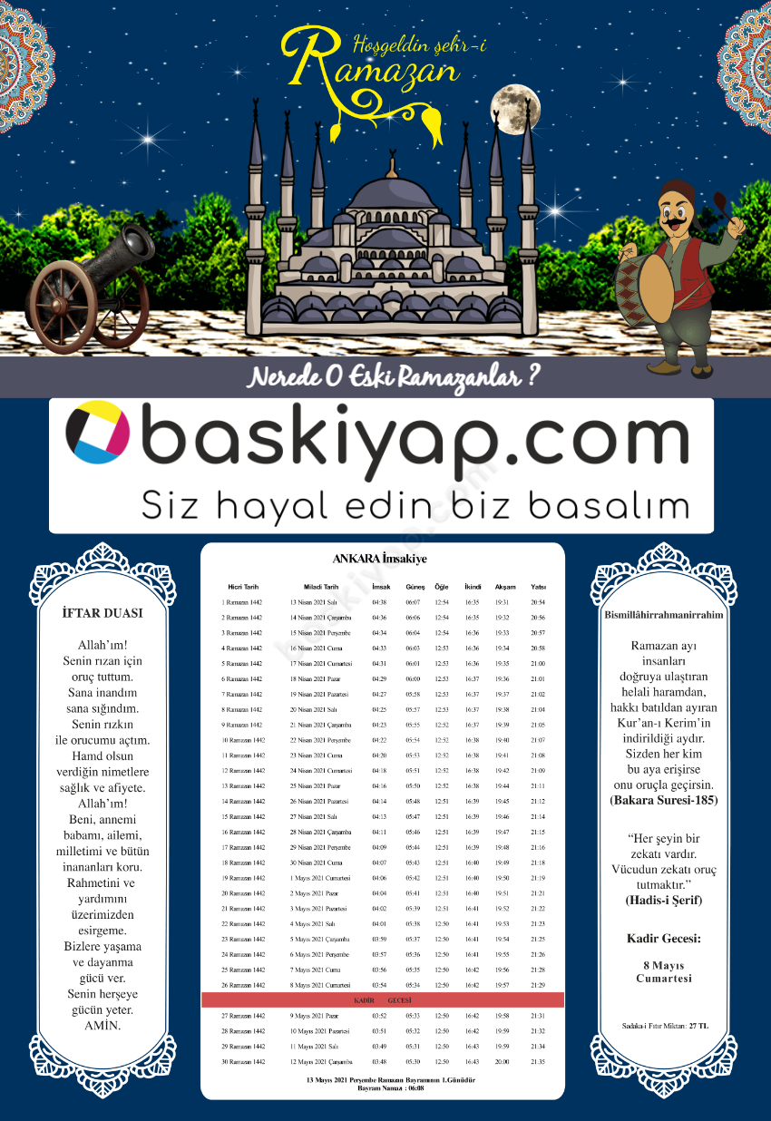 Nerede O Eski Ramazanlar Tasarımlı Kişiye Özel İmsakiye 2021 online tasarla