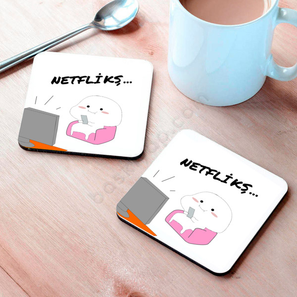 Netflikş Tasarım Bardak Altlığı online tasarla