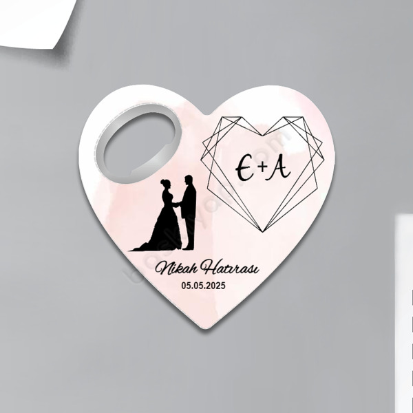 Nişan Hatırası Kişiye Özel Kalp Magnet Açacak online tasarla