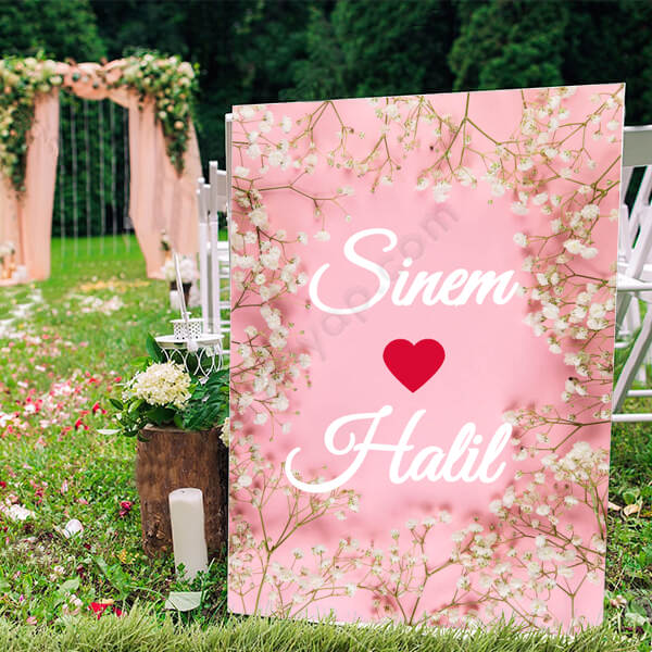 Nişana Özel Çiçekli Ayaklı Pano online tasarla