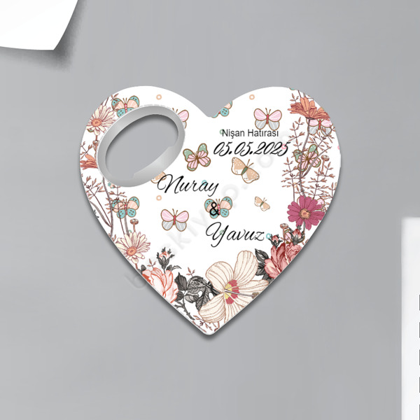 Nişanhatırası Kişiye Özel Kalp Magnet Açacak online tasarla