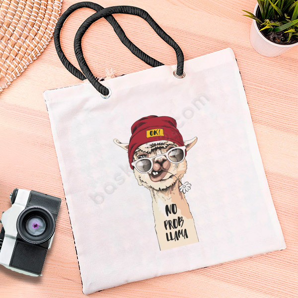 No Problem Lama Baskılı Bez Çanta online tasarla
