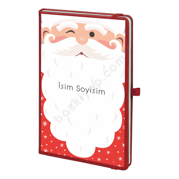 Noel Baba Tasarımlı Ajanda Defter – Tarihsiz Kırmızı Ajanda / Defter 13X21Cm tasarımı