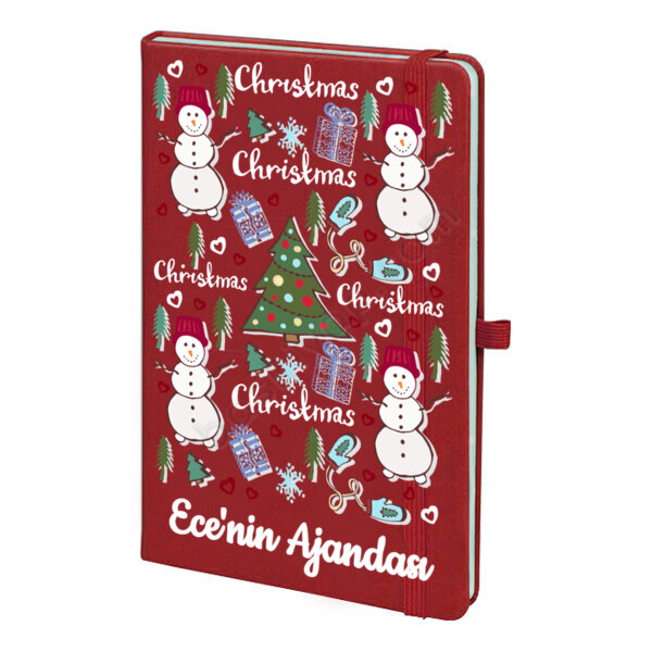 Christmas Tasarımlı Kırmızı Ajanda – Tarihsiz Kırmızı Ajanda / Defter 13X21Cm tasarımı