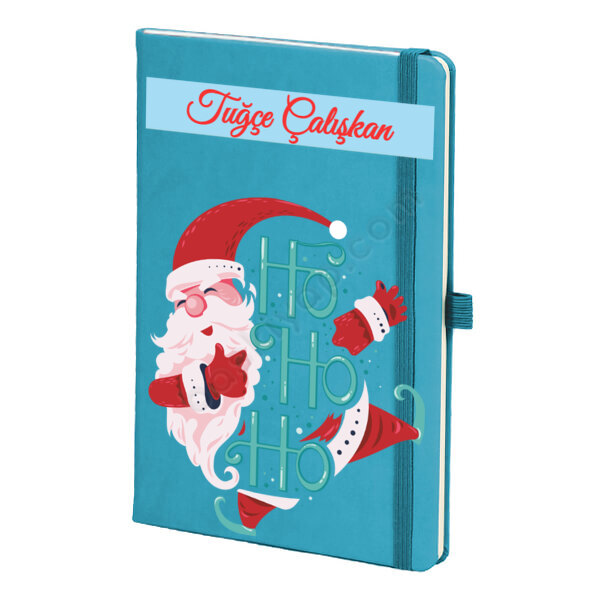 Noel Baba Tasarımlı Turkuaz Ajanda – Tarihsiz Çizgili Turkuaz Ajanda/Defter 13X21Cm tasarımı