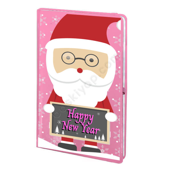 Noel Baba Tasarımlı Pembe Ajanda – Tarihsiz Pembe Ajanda / Defter tasarımı