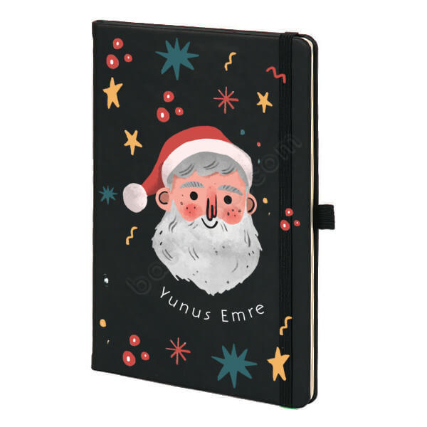 Noel Baba Tasarımlı Siyah Ajanda – Tarihsiz Siyah Ajanda / Defter tasarımı
