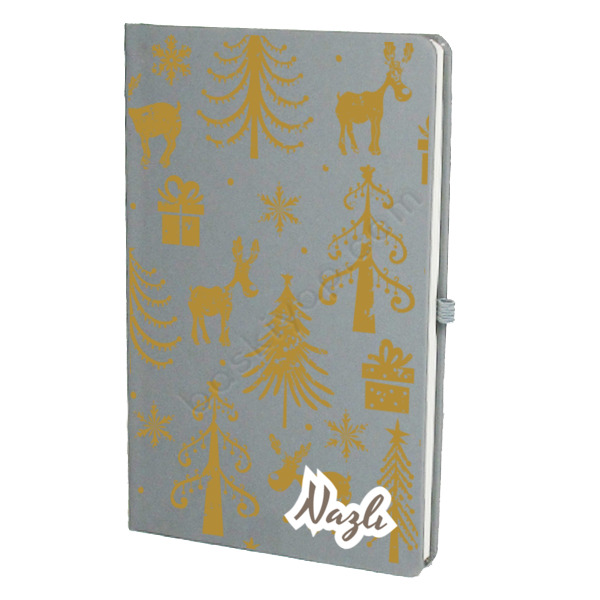 Noel Hatıraları Gri Ajanda – Tarihsiz Çizgili Gri Ajanda/Defter 13X21Cm tasarımı