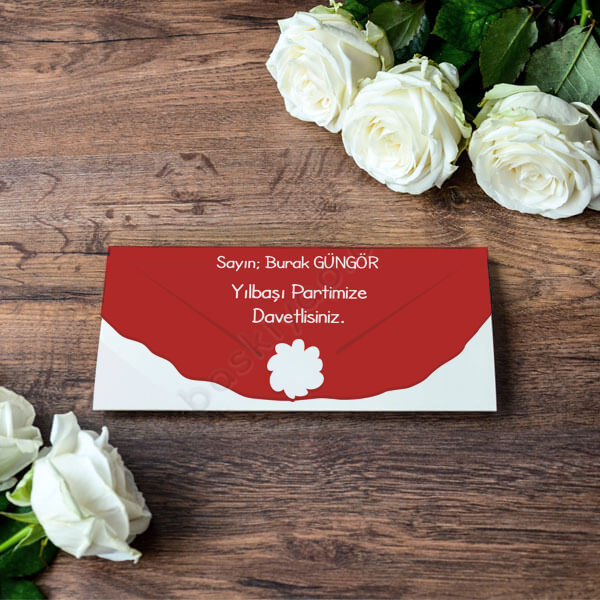 Noel Şapkalı Davetiye 21X10 online tasarla