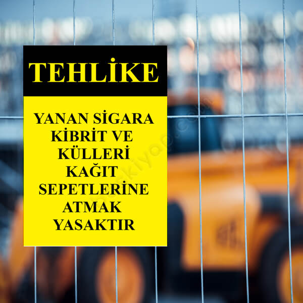 Yanan Sigara Ve Kibriti Çöpe Atma Levhası online tasarla