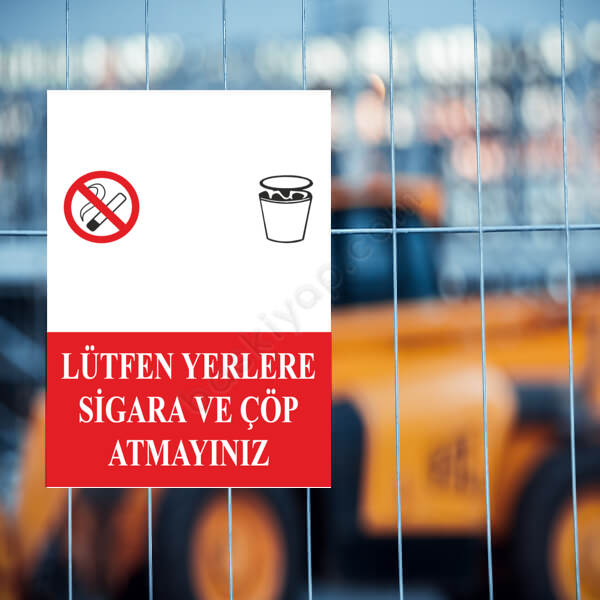 Çöp Ve İzmarit Atma Levhası online tasarla