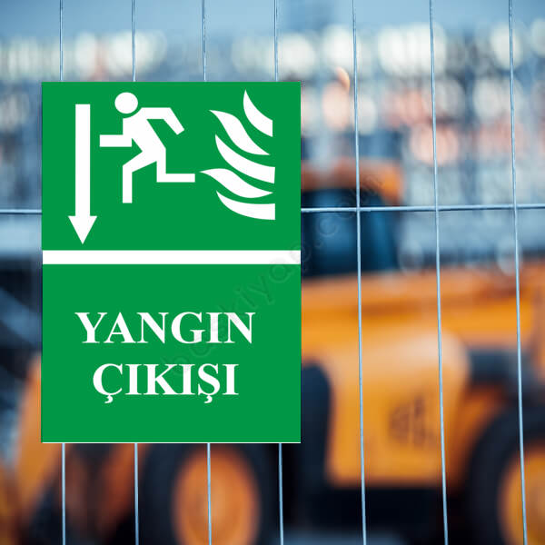 Yangın Çıkışı Aşağı Yön Levha online tasarla