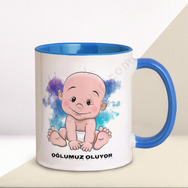 Oğlumuz Olacak Tasarım Baskılı Kupa online tasarla