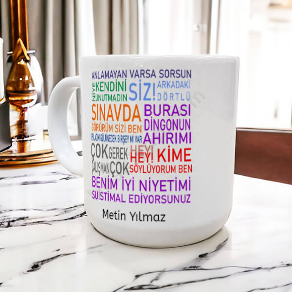Öğretmen Sözleri Tasarımlı Bella Kupa Bardak – Porselen Bella Beyaz Kupa Bardak tasarımı